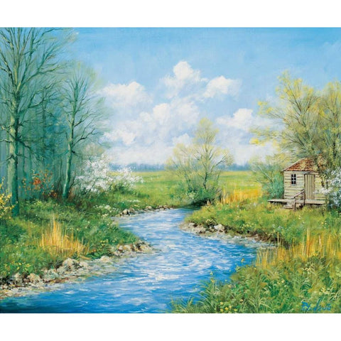 Summer afternoon Gold Ornate Wood Framed Art Print with Double Matting by Motz, Peter