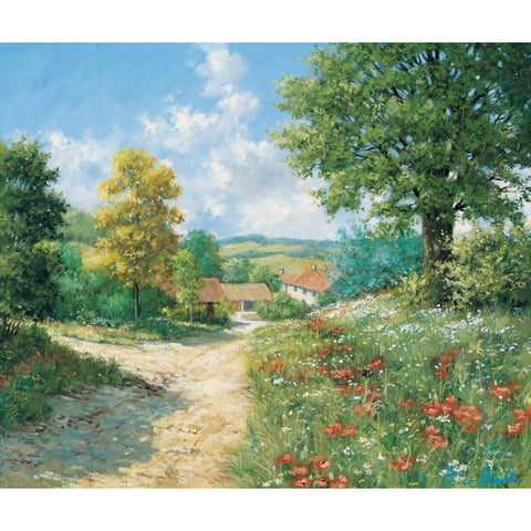 Springtime Black Modern Wood Framed Art Print by Motz, Peter