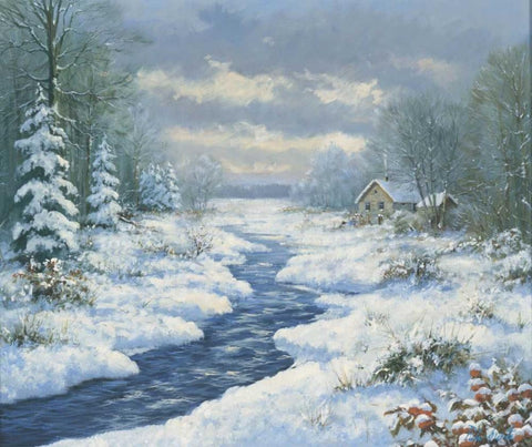 Autumn morning White Modern Wood Framed Art Print with Double Matting by Motz, Peter