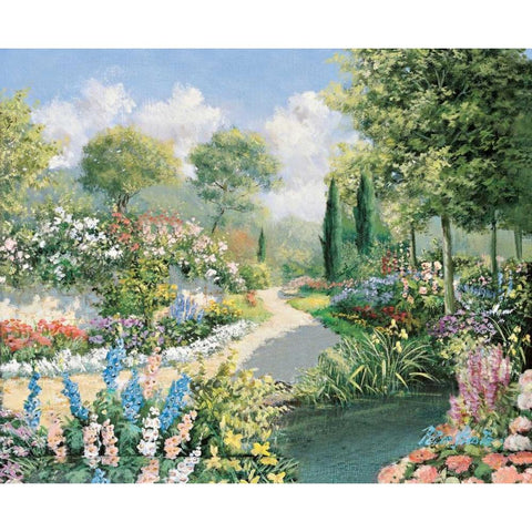 Delightful park Black Modern Wood Framed Art Print with Double Matting by Motz, Peter