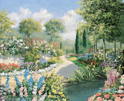 Delightful park White Modern Wood Framed Art Print with Double Matting by Motz, Peter