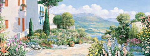 Favourite view Black Ornate Wood Framed Art Print with Double Matting by Motz, Peter