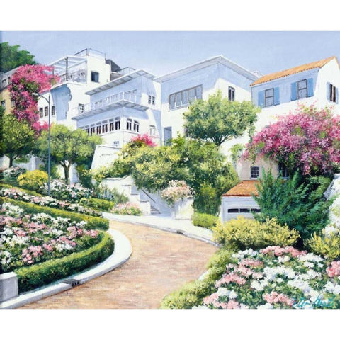 Our neighbourhood White Modern Wood Framed Art Print by Motz, Peter