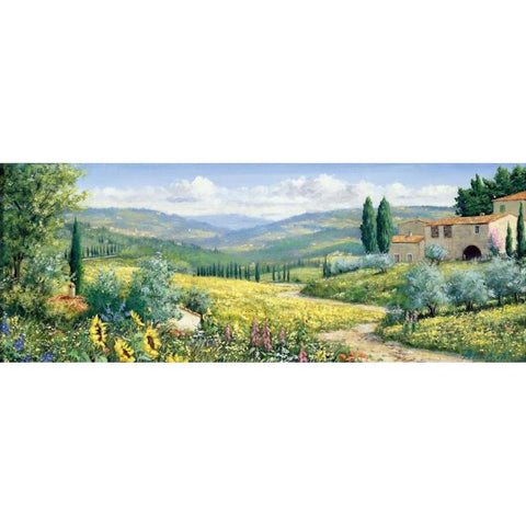 View over Toscane Black Modern Wood Framed Art Print by Motz, Peter