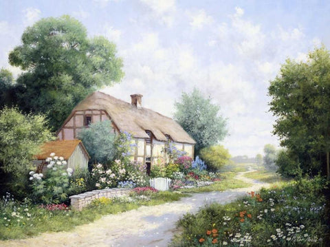 My house  White Modern Wood Framed Art Print with Double Matting by Motz, Peter