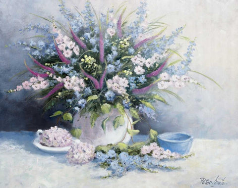 Nice flowerpot White Modern Wood Framed Art Print with Double Matting by Motz, Peter