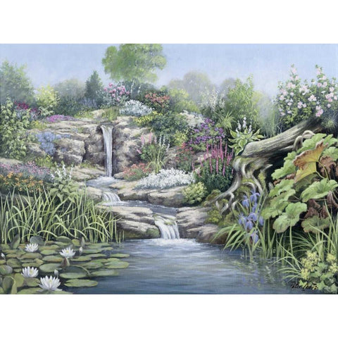 Waterfall White Modern Wood Framed Art Print by Motz, Peter