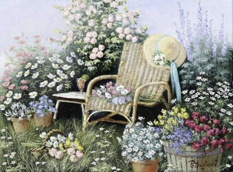 Chair of love Black Ornate Wood Framed Art Print with Double Matting by Motz, Peter