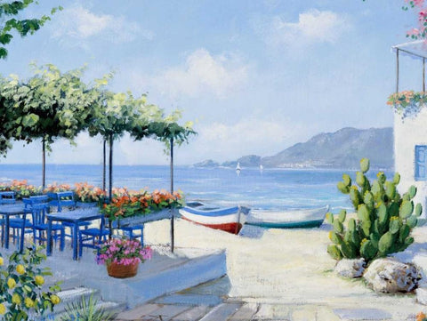 Holiday view White Modern Wood Framed Art Print with Double Matting by Motz, Peter