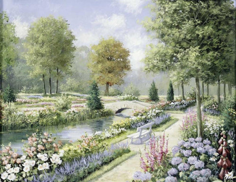 Park I White Modern Wood Framed Art Print with Double Matting by Motz, Peter