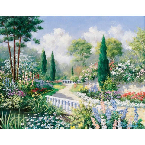 Park II Black Modern Wood Framed Art Print with Double Matting by Motz, Peter