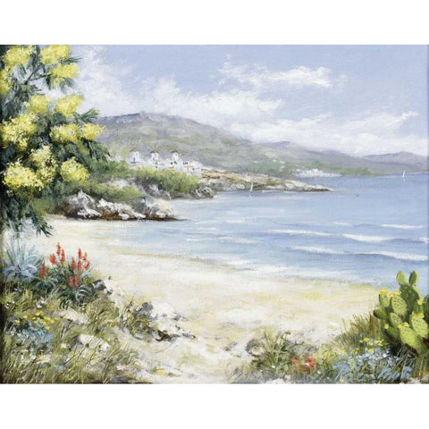 Lakebeach White Modern Wood Framed Art Print by Motz, Peter