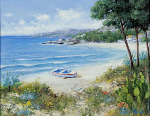 Waves  White Modern Wood Framed Art Print with Double Matting by Motz, Peter