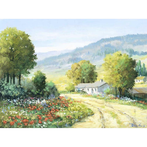 Landscape field White Modern Wood Framed Art Print by Motz, Peter