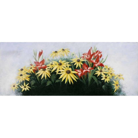 Flowers bouqet Gold Ornate Wood Framed Art Print with Double Matting by Motz, Peter