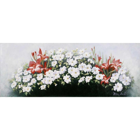 Flowers bouqet White Modern Wood Framed Art Print by Motz, Peter