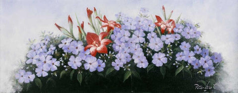 Flowers bouqet White Modern Wood Framed Art Print with Double Matting by Motz, Peter