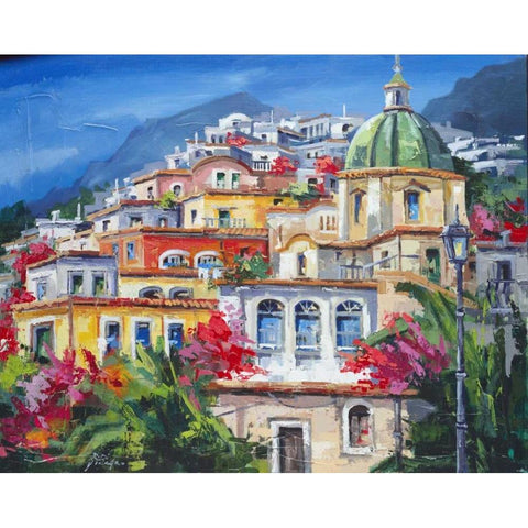 Costa Amalfitana Black Modern Wood Framed Art Print by di Viccaro, Roberto