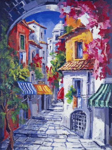 Vicolo caratteristico White Modern Wood Framed Art Print with Double Matting by di Viccaro, Roberto