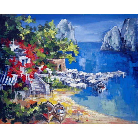 Paesaggio caprese White Modern Wood Framed Art Print by di Viccaro, Roberto