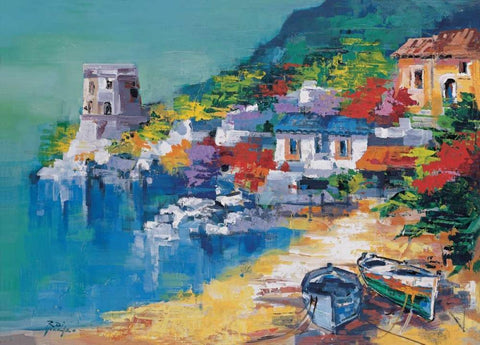 Costiera Amalfitana White Modern Wood Framed Art Print with Double Matting by di Viccaro, Roberto