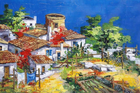 Colori dell isola White Modern Wood Framed Art Print with Double Matting by di Viccaro, Roberto