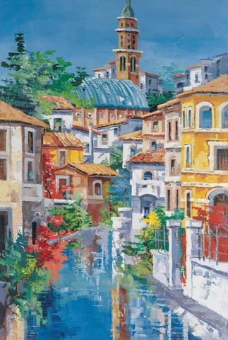 Riflessi sul fiume White Modern Wood Framed Art Print with Double Matting by di Viccaro, Roberto