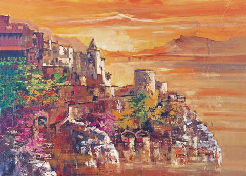 Al tramonto Black Ornate Wood Framed Art Print with Double Matting by di Viccaro, Roberto