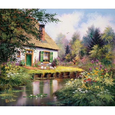 At the creek Gold Ornate Wood Framed Art Print with Double Matting by Withaar, Reint