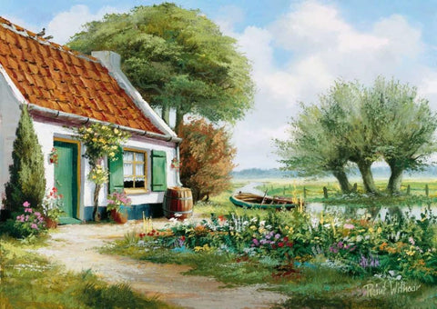 A peaceful place Black Ornate Wood Framed Art Print with Double Matting by Withaar, Reint