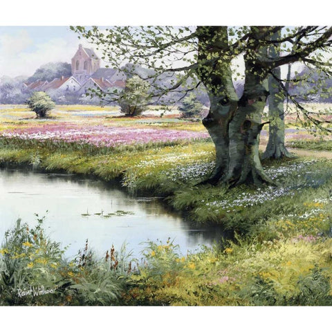 The village Gold Ornate Wood Framed Art Print with Double Matting by Withaar, Reint