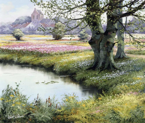 The village Black Ornate Wood Framed Art Print with Double Matting by Withaar, Reint