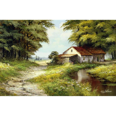 Waterreflections Gold Ornate Wood Framed Art Print with Double Matting by Withaar, Reint