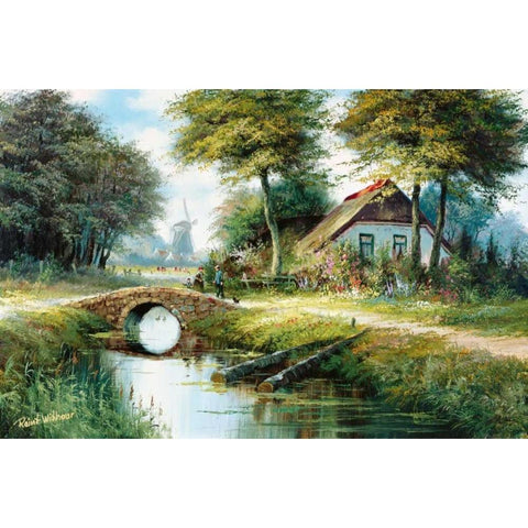 Dutch country scene Black Modern Wood Framed Art Print by Withaar, Reint