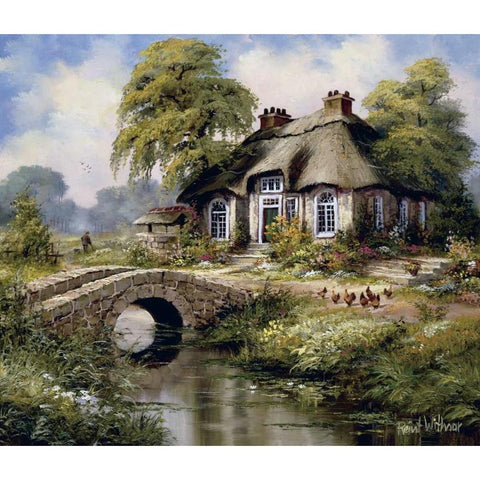 English cottage I Black Modern Wood Framed Art Print by Withaar, Reint