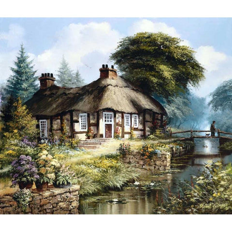 English cottage II Black Modern Wood Framed Art Print by Withaar, Reint