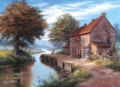 Early morning White Modern Wood Framed Art Print with Double Matting by Withaar, Reint