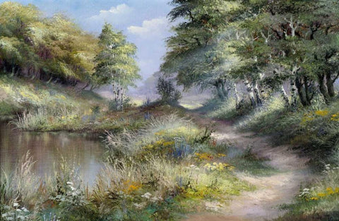 At the water Black Ornate Wood Framed Art Print with Double Matting by Withaar, Reint