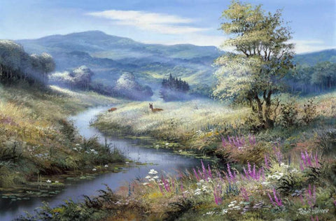 Lonely deers White Modern Wood Framed Art Print with Double Matting by Withaar, Reint