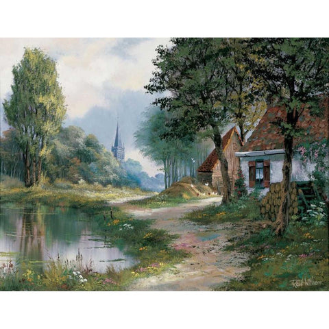 Path of peace White Modern Wood Framed Art Print by Withaar, Reint