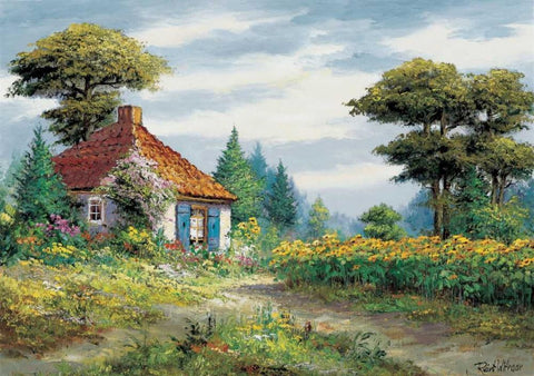 Fields of fun White Modern Wood Framed Art Print with Double Matting by Withaar, Reint