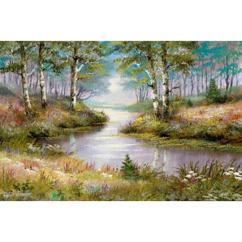 Mysterious stream Black Modern Wood Framed Art Print by Withaar, Reint