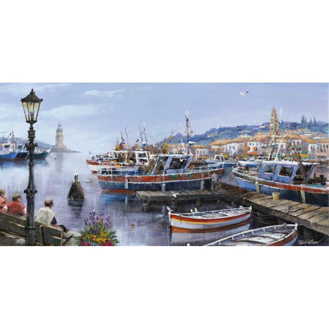 Paeceful french harbour Black Modern Wood Framed Art Print by Withaar, Reint