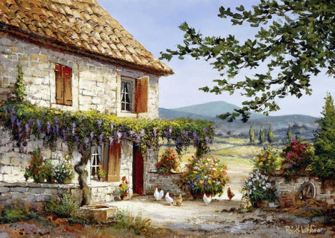 House of rest II Black Ornate Wood Framed Art Print with Double Matting by Withaar, Reint