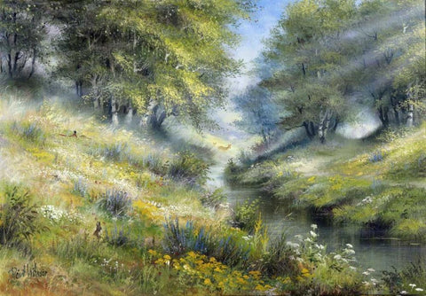 Early morning Black Ornate Wood Framed Art Print with Double Matting by Withaar, Reint