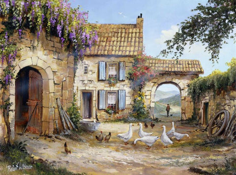 Peacefull II White Modern Wood Framed Art Print with Double Matting by Withaar, Reint