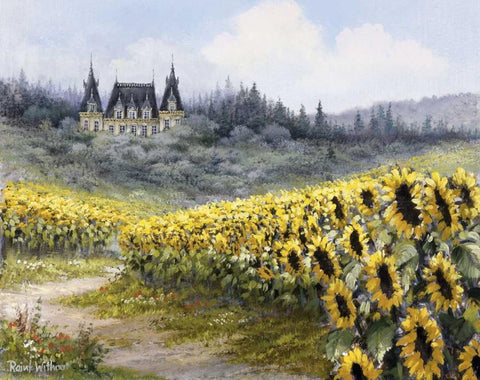 Sunflowers White Modern Wood Framed Art Print with Double Matting by Withaar, Reint