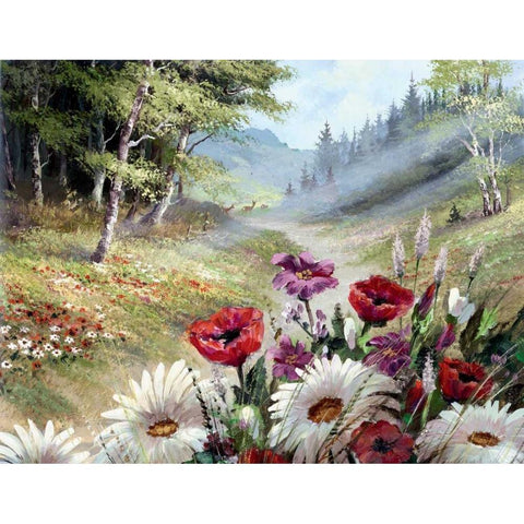 Poppy Morning Black Modern Wood Framed Art Print by Withaar, Reint