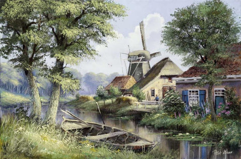 Dutch country scene White Modern Wood Framed Art Print with Double Matting by Withaar, Reint