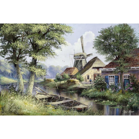 Dutch country scene Black Modern Wood Framed Art Print by Withaar, Reint